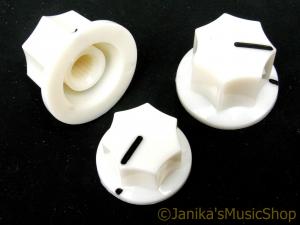 WHITE ELECTRIC JAZZ BASS GUITAR VOLUME AND TONE KNOBS SET